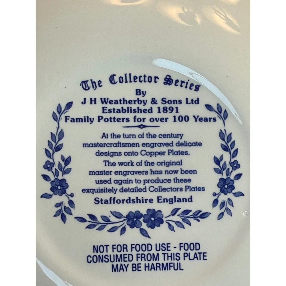 JH Weatherby & Sons Staffordshire England Blue Cherub Collector Series Plate 9in